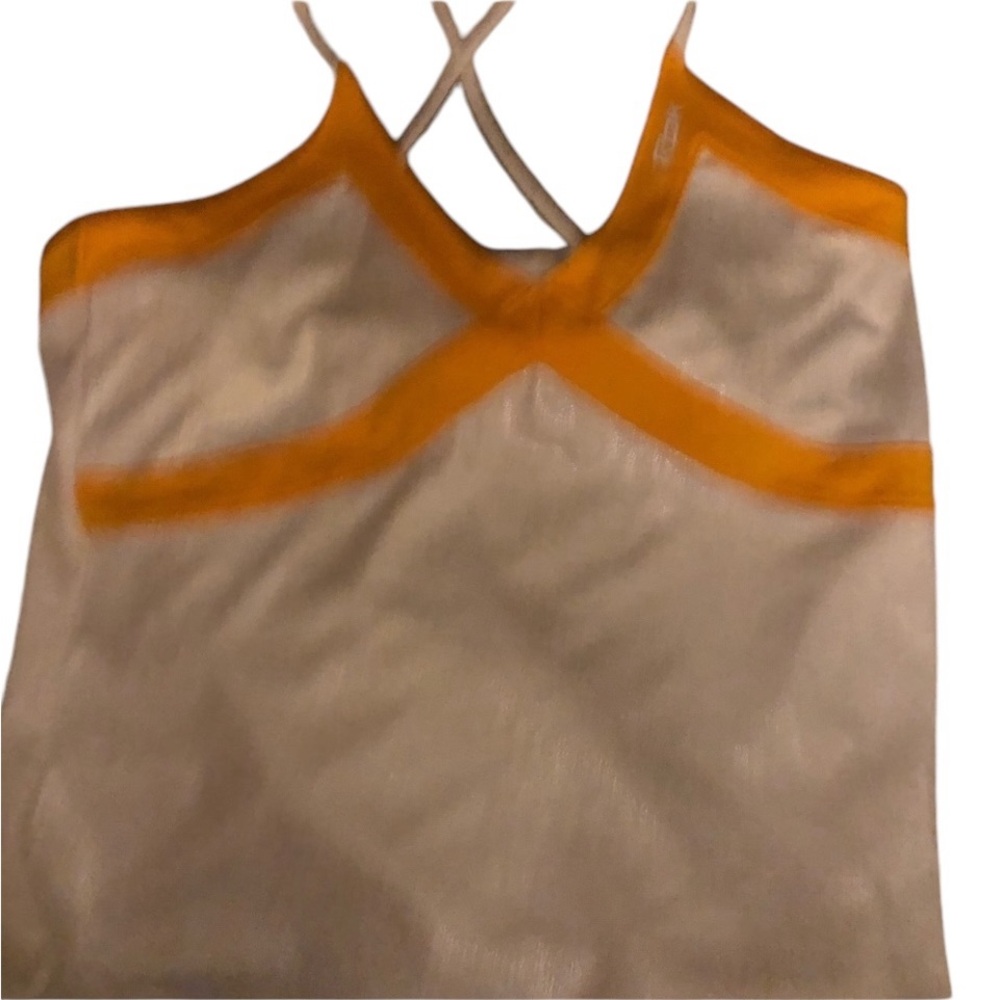 Reebok white & yellow bra tank top Criss X back ,running ,yoga size XL